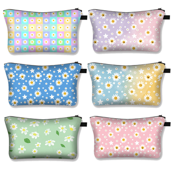 Poliestera kosmētikas soma ar pielāgotu rakstu, poliestera iekšējā odere, svaigs un salds stils, ceļojumu uzglabāšanai