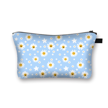 Poliestera kosmētikas soma ar pielāgotu rakstu, poliestera iekšējā odere, svaigs un salds stils, ceļojumu uzglabāšanai