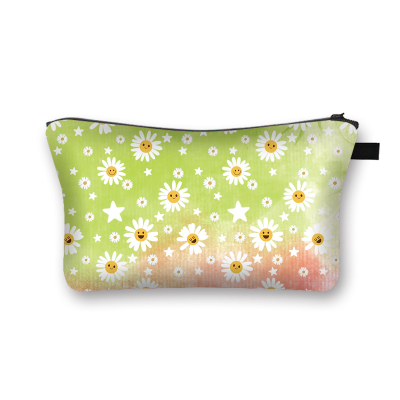 Poliestera kosmētikas soma ar pielāgotu rakstu, poliestera iekšējā odere, svaigs un salds stils, ceļojumu uzglabāšanai