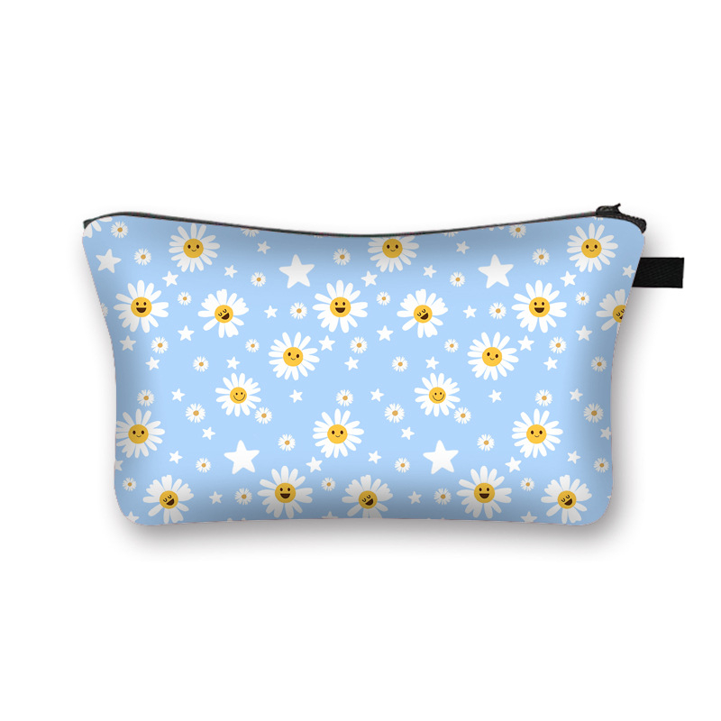 Poliestera kosmētikas soma ar pielāgotu rakstu, poliestera iekšējā odere, svaigs un salds stils, ceļojumu uzglabāšanai