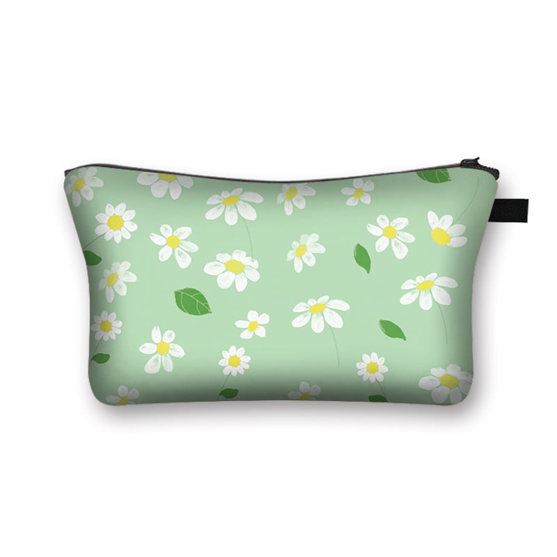 Poliestera kosmētikas soma ar pielāgotu rakstu, poliestera iekšējā odere, svaigs un salds stils, ceļojumu uzglabāšanai