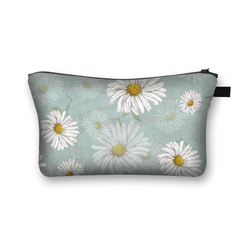 Poliestera kosmētikas soma ar pielāgotu rakstu, poliestera iekšējā odere, svaigs un salds stils, ceļojumu uzglabāšanai