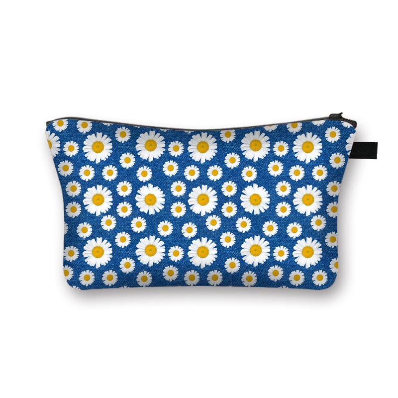 Poliestera kosmētikas soma ar pielāgotu rakstu, poliestera iekšējā odere, svaigs un salds stils, ceļojumu uzglabāšanai