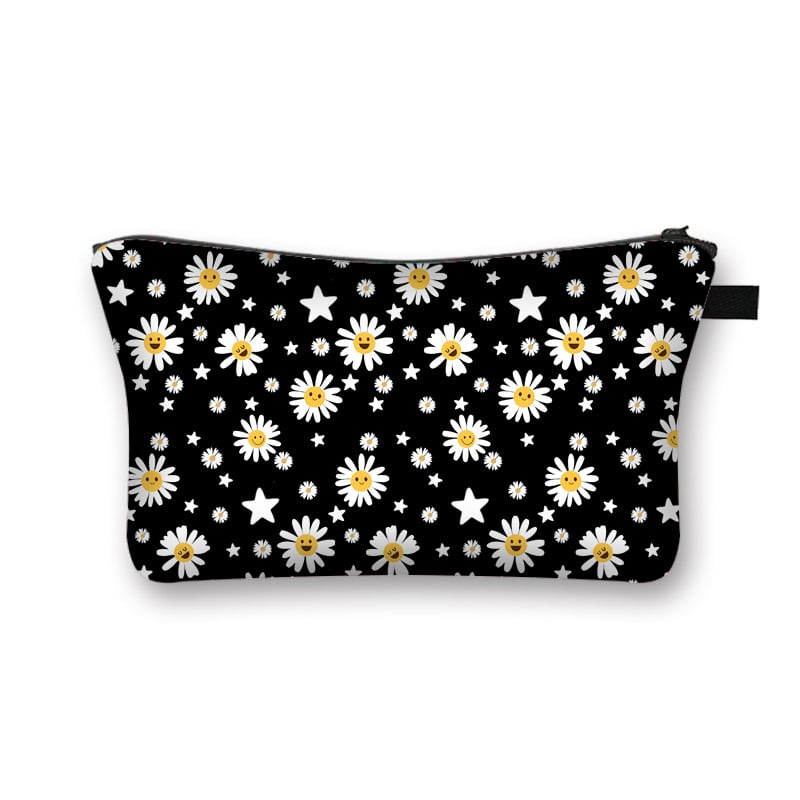 Poliestera kosmētikas soma ar pielāgotu rakstu, poliestera iekšējā odere, svaigs un salds stils, ceļojumu uzglabāšanai