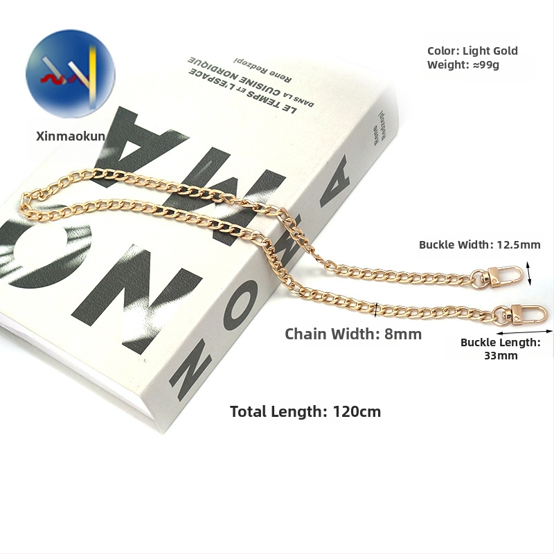 Αλουμινένιος αλυσίδα για γυναικεία τσάντα, εξάρτημα αντικατάστασης μεταλλικής αλυσίδας με τετραπλευρή λεία επιφάνεια, μοντέλο 8098, αξεσουάρ ιμάντα ώμου