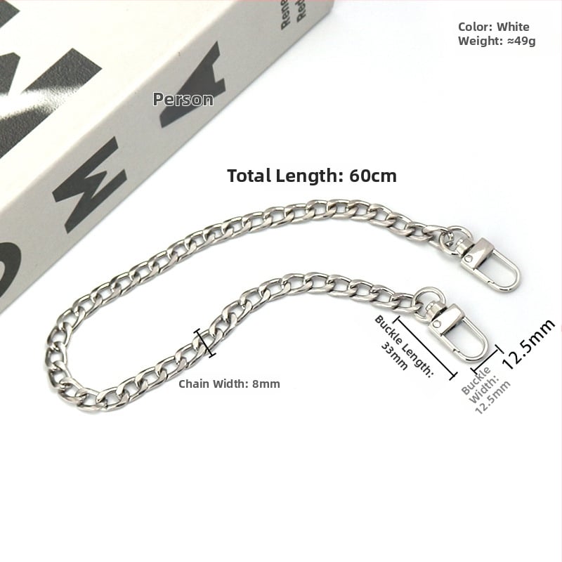Αλουμινένιος αλυσίδα για γυναικεία τσάντα, εξάρτημα αντικατάστασης μεταλλικής αλυσίδας με τετραπλευρή λεία επιφάνεια, μοντέλο 8098, αξεσουάρ ιμάντα ώμου