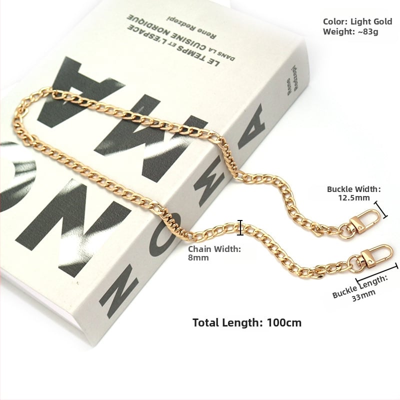 Αλουμινένιος αλυσίδα για γυναικεία τσάντα, εξάρτημα αντικατάστασης μεταλλικής αλυσίδας με τετραπλευρή λεία επιφάνεια, μοντέλο 8098, αξεσουάρ ιμάντα ώμου