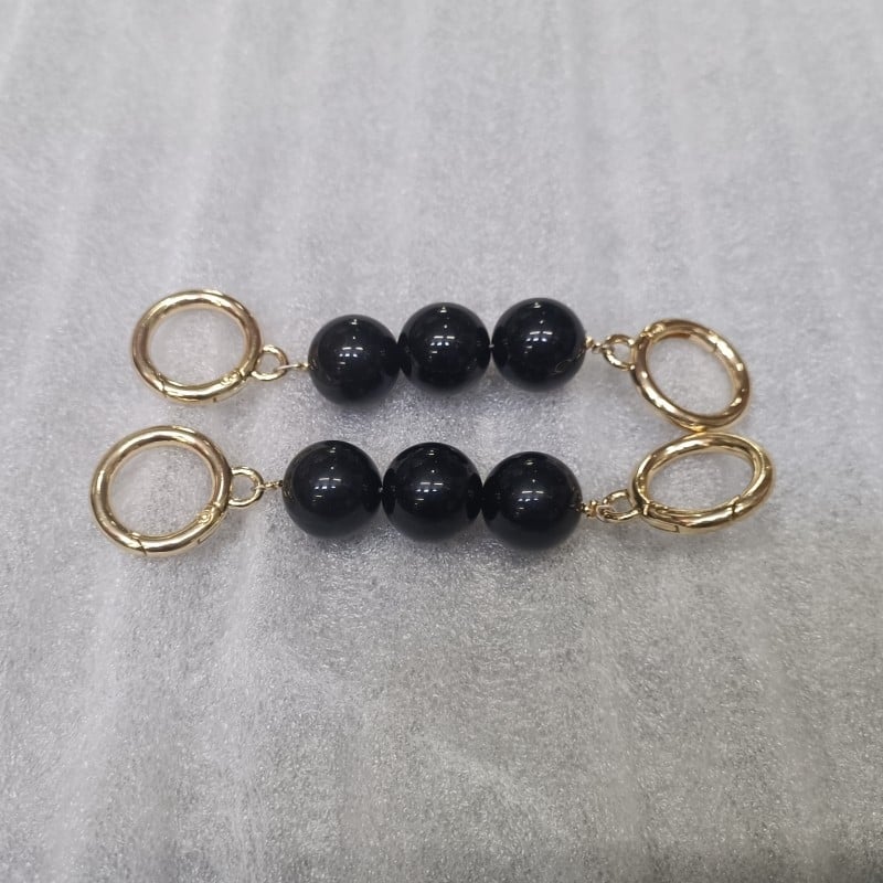 Rameni remen za torbicu s nizu od perlа – prugasti uzorak, uklonjivi produžni lanac s perlima