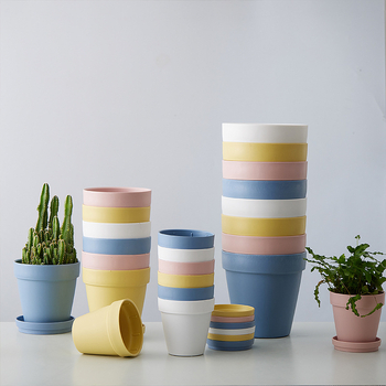 Ghiveci de flori din plastic, design simplu, pentru utilizare pe birou sau la podea, potrivit pentru birou și grădină de acasă.