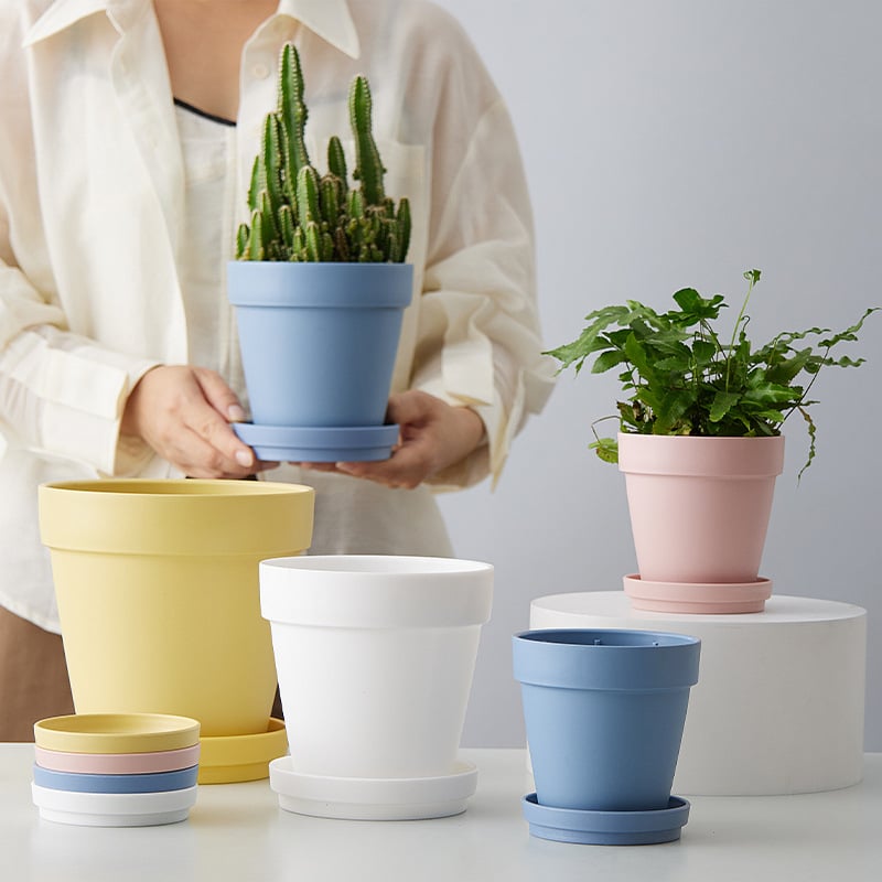 Ghiveci de flori din plastic, design simplu, pentru utilizare pe birou sau la podea, potrivit pentru birou și grădină de acasă.