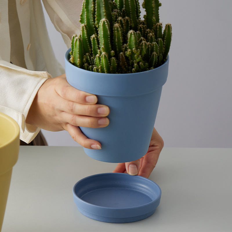 Ghiveci de flori din plastic, design simplu, pentru utilizare pe birou sau la podea, potrivit pentru birou și grădină de acasă.