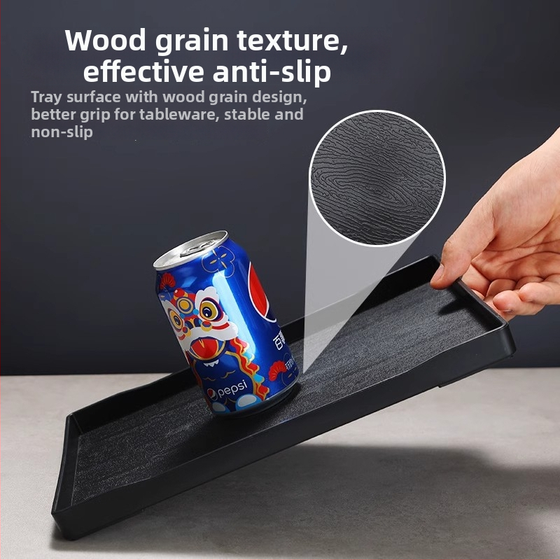 Hotelový podnos - PP plast, imitácia dreva, obdĺžnikový, protišmykový, na poháre a kozmetické potreby, s tlačeným logom