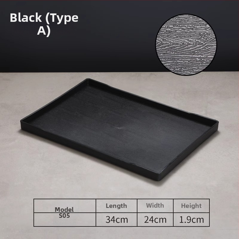 Viesnīcas trauciņš - PP plastmasa, koka imitācijas stils, taisnstūrains, neslīdošs, piemērots glāzēm un kosmētikas uzglabāšanai, ar logotipa druku