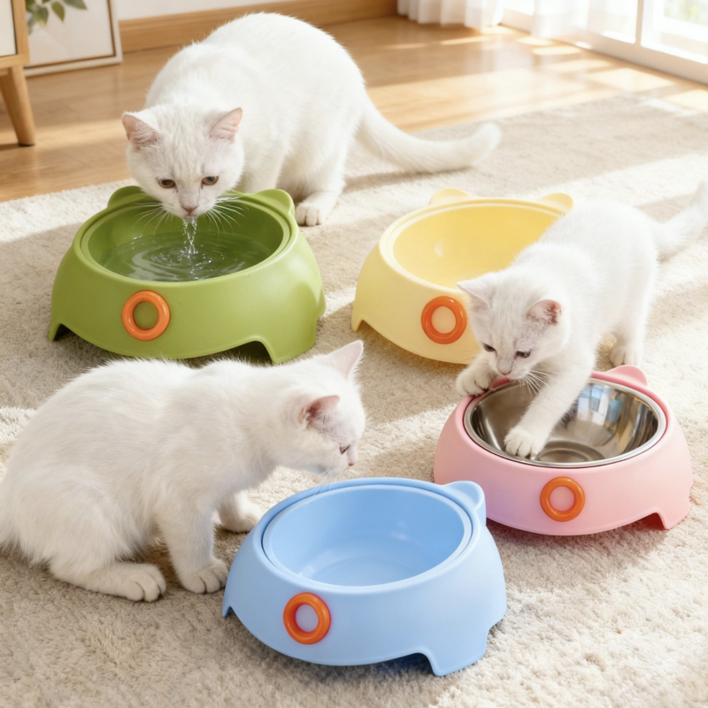 Μπολ φαγητού κατοικίδιων για γάτες, μπολ από ανοξείδωτο ατσάλι και PP, Heao Pets, κατάλληλο για γάτες, συσκευασία 96 τεμάχια