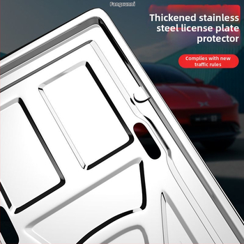 Automašīnas numura zīmes rāmis no bieza nerūsējoša tērauda, ar stipru stiprinājumu un plauktiņu, saderīgs ar 1 modeli