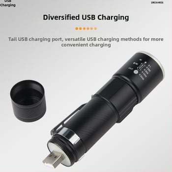 Dviračio USB įkraunamas priekinis žibintas, teleskopinis LED, mini aliuminio lydinio korpusas naktinėms kelionėms