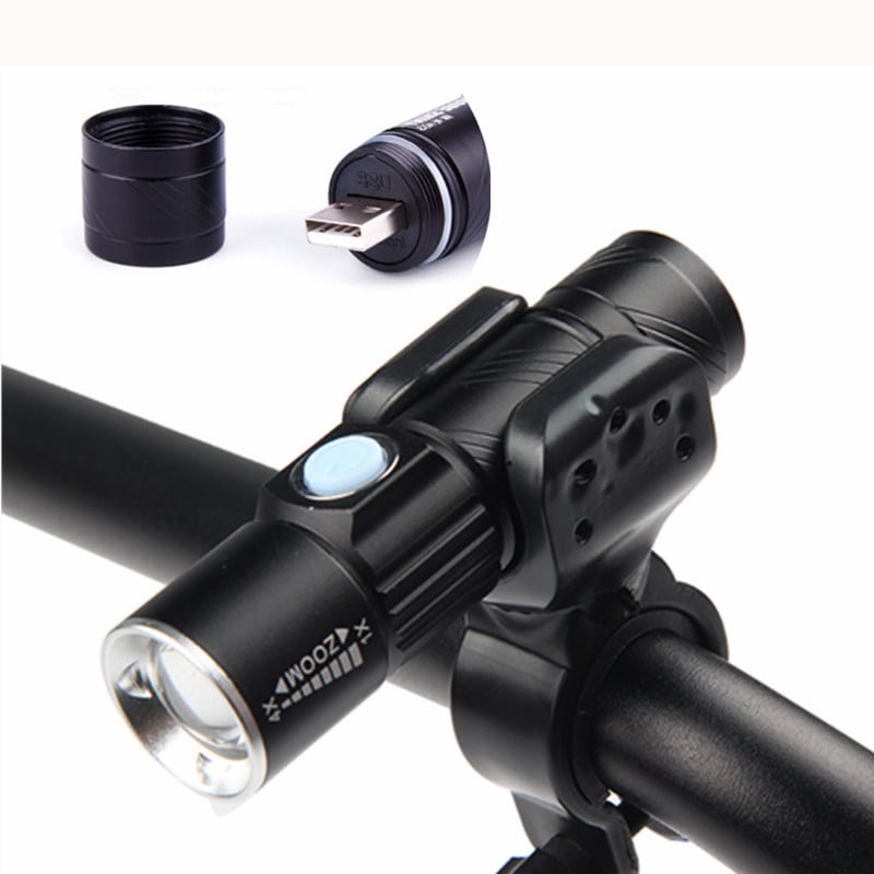 Dviračio USB įkraunamas priekinis žibintas, teleskopinis LED, mini aliuminio lydinio korpusas naktinėms kelionėms