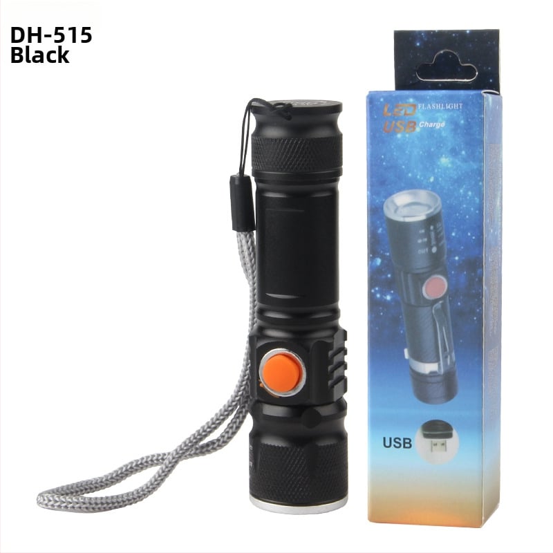 Dviračio USB įkraunamas priekinis žibintas, teleskopinis LED, mini aliuminio lydinio korpusas naktinėms kelionėms