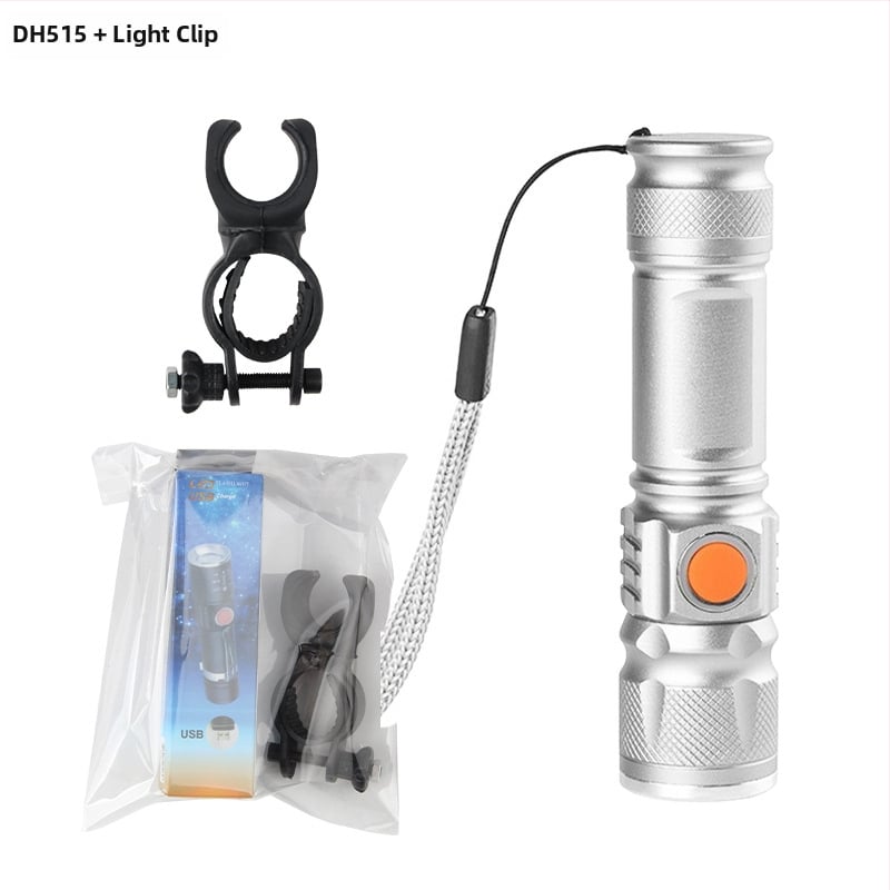 Dviračio USB įkraunamas priekinis žibintas, teleskopinis LED, mini aliuminio lydinio korpusas naktinėms kelionėms