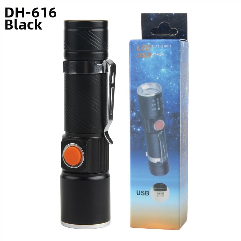 Dviračio USB įkraunamas priekinis žibintas, teleskopinis LED, mini aliuminio lydinio korpusas naktinėms kelionėms