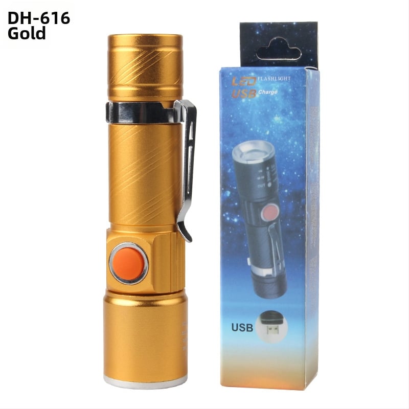 Dviračio USB įkraunamas priekinis žibintas, teleskopinis LED, mini aliuminio lydinio korpusas naktinėms kelionėms