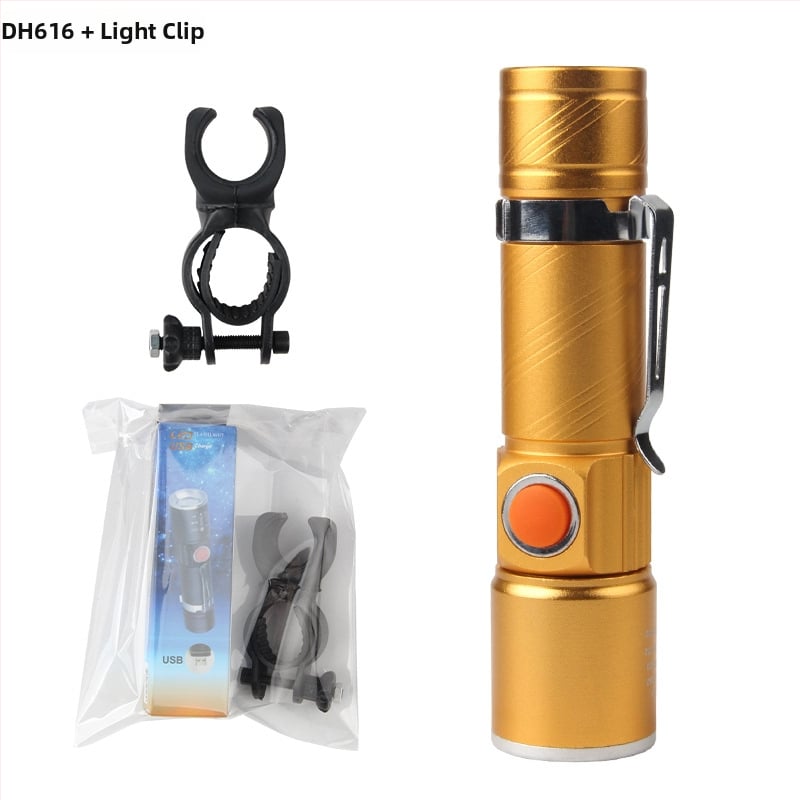 Dviračio USB įkraunamas priekinis žibintas, teleskopinis LED, mini aliuminio lydinio korpusas naktinėms kelionėms