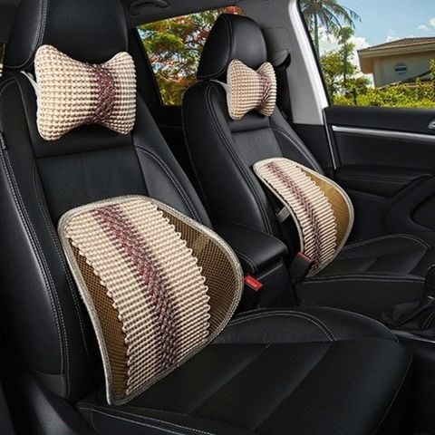 Univerzalna automobilska lumbalna jastučnica s naslonom za glavu i masažom leđa — vanjska Ice Silk, unutarnja PP Cotton, punilo od sintetičkih vlakana, univerzalna kompatibilnost
