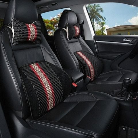 Univerzalna automobilska lumbalna jastučnica s naslonom za glavu i masažom leđa — vanjska Ice Silk, unutarnja PP Cotton, punilo od sintetičkih vlakana, univerzalna kompatibilnost