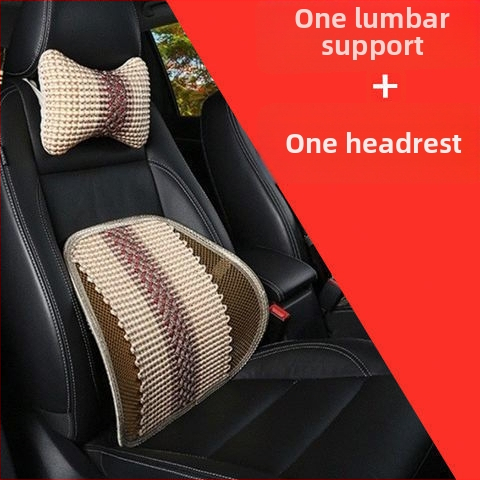 Univerzalna automobilska lumbalna jastučnica s naslonom za glavu i masažom leđa — vanjska Ice Silk, unutarnja PP Cotton, punilo od sintetičkih vlakana, univerzalna kompatibilnost