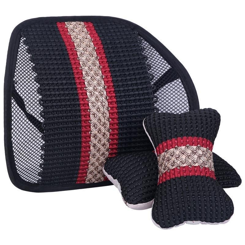 Univerzalna automobilska lumbalna jastučnica s naslonom za glavu i masažom leđa — vanjska Ice Silk, unutarnja PP Cotton, punilo od sintetičkih vlakana, univerzalna kompatibilnost