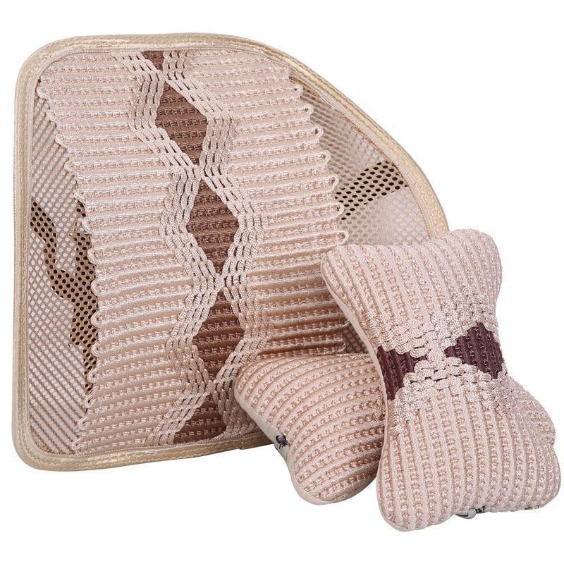 Univerzalna automobilska lumbalna jastučnica s naslonom za glavu i masažom leđa — vanjska Ice Silk, unutarnja PP Cotton, punilo od sintetičkih vlakana, univerzalna kompatibilnost