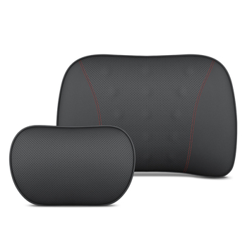 Automašīnas ādas galvas balsts un jostas spilvens ar atmiņas putām, universāla saderība, visas sezonas, biznesa stils, ugunsizturīgs materiāls