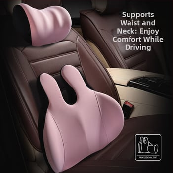 Automašīnas galvas balsts un jostas atbalsts ar atmiņas putām, kakla un plecu spilvens, trušu ausu dizains