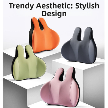 Automašīnas galvas balsts un jostas atbalsts ar atmiņas putām, kakla un plecu spilvens, trušu ausu dizains