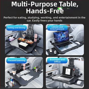 Waytogrow automašīnas ēdināšanas galds ar 360° rotāciju pie aizmugurējā sēdekļa — ABS, saliekama galda plāksne ar dzērienu uzglabāšanu, modelis A08