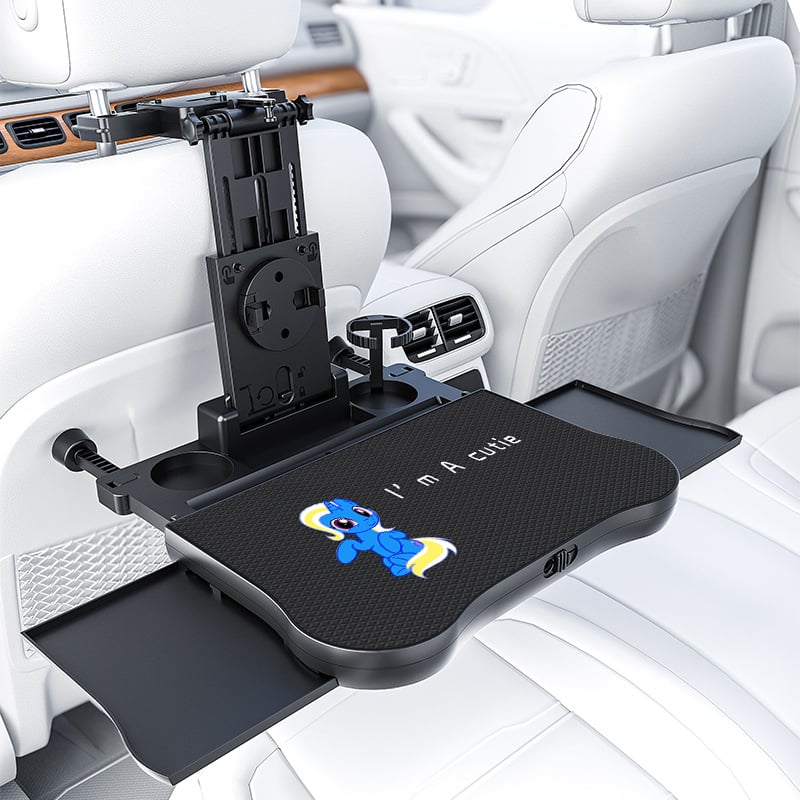 Waytogrow automašīnas ēdināšanas galds ar 360° rotāciju pie aizmugurējā sēdekļa — ABS, saliekama galda plāksne ar dzērienu uzglabāšanu, modelis A08