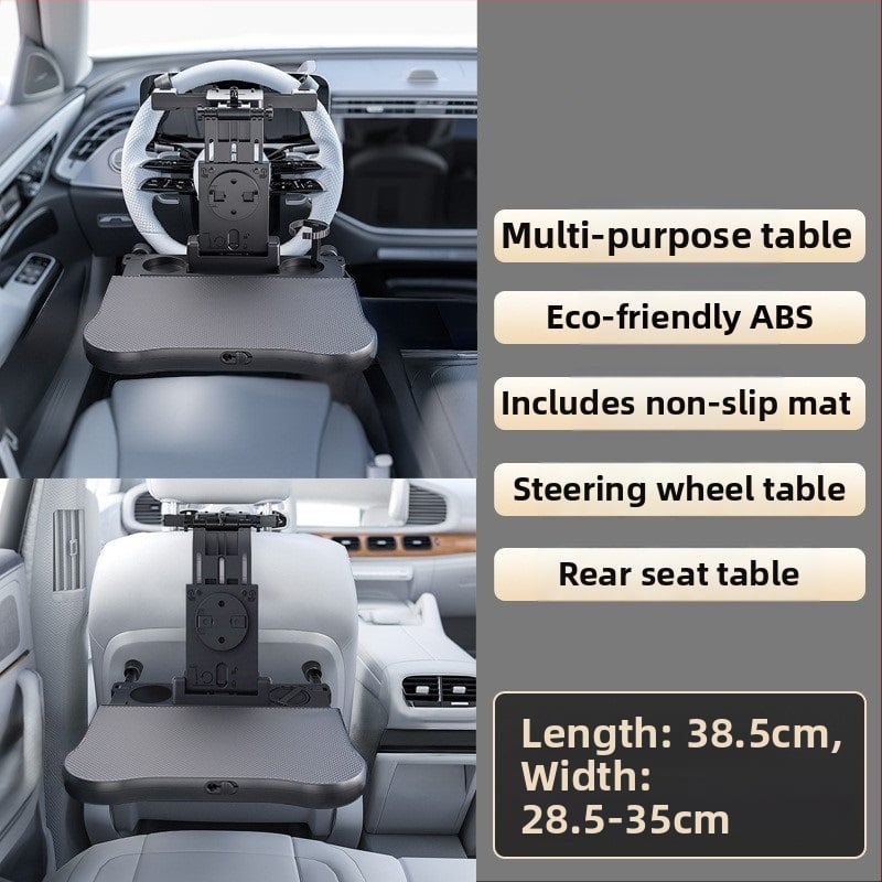 Waytogrow automašīnas ēdināšanas galds ar 360° rotāciju pie aizmugurējā sēdekļa — ABS, saliekama galda plāksne ar dzērienu uzglabāšanu, modelis A08