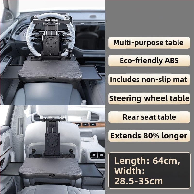 Waytogrow automašīnas ēdināšanas galds ar 360° rotāciju pie aizmugurējā sēdekļa — ABS, saliekama galda plāksne ar dzērienu uzglabāšanu, modelis A08