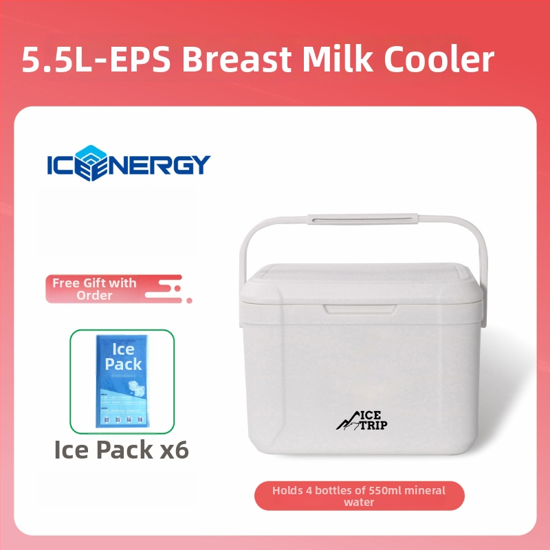 Portatīvs izolēts ledusskapis mātes piena un vakcīnu uzglabāšanai — Ice Energy, plastmasa, ietilpība 6–28 L, svars 1,82 kg, uztur aukstu