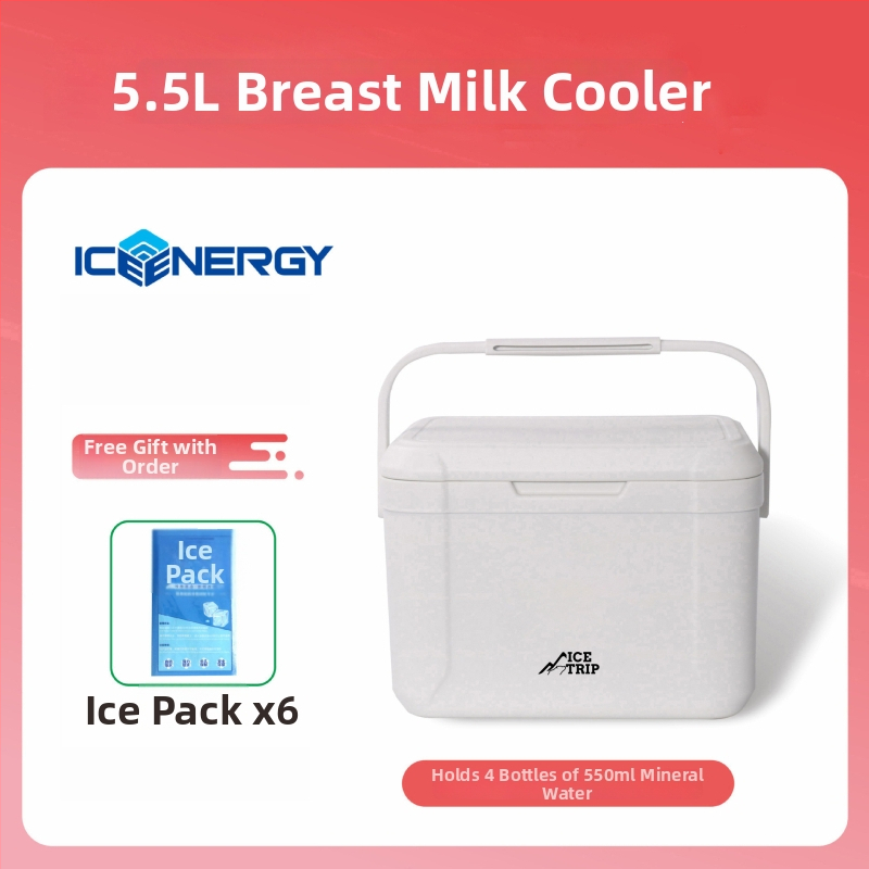 Portatīvs izolēts ledusskapis mātes piena un vakcīnu uzglabāšanai — Ice Energy, plastmasa, ietilpība 6–28 L, svars 1,82 kg, uztur aukstu