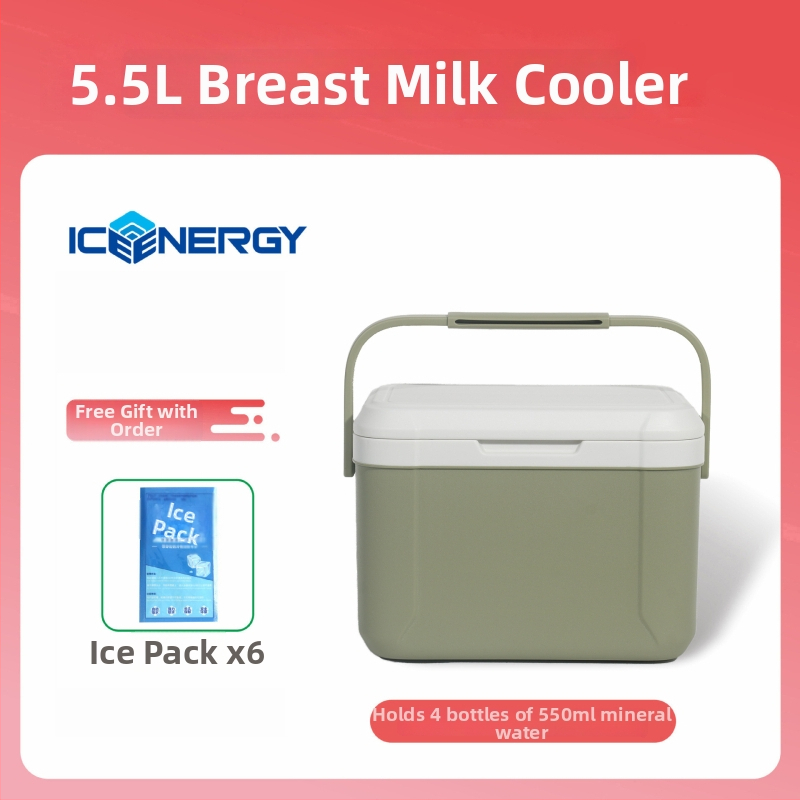 Portatīvs izolēts ledusskapis mātes piena un vakcīnu uzglabāšanai — Ice Energy, plastmasa, ietilpība 6–28 L, svars 1,82 kg, uztur aukstu