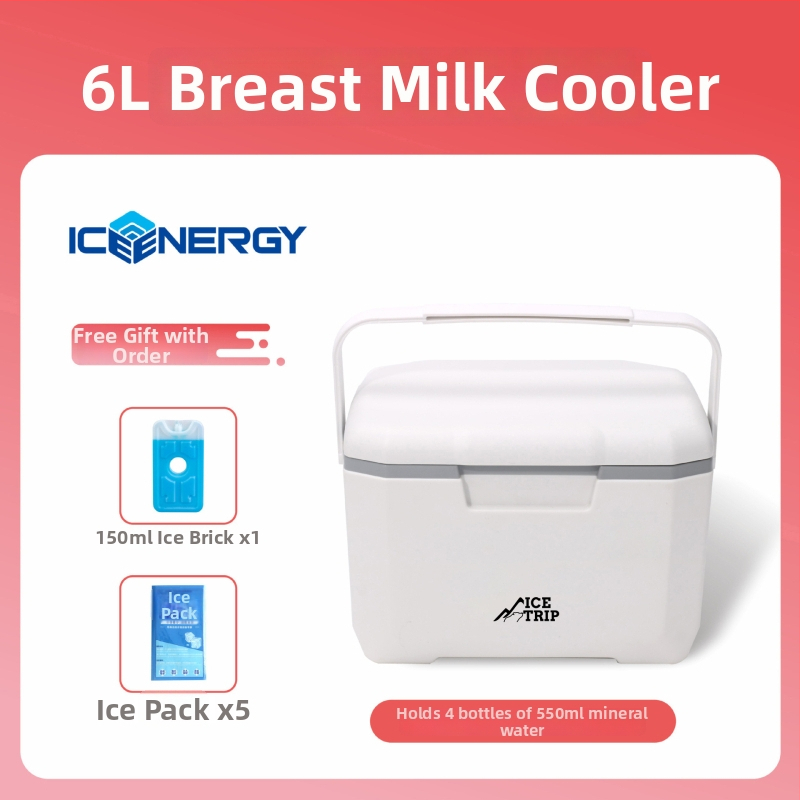 Portatīvs izolēts ledusskapis mātes piena un vakcīnu uzglabāšanai — Ice Energy, plastmasa, ietilpība 6–28 L, svars 1,82 kg, uztur aukstu