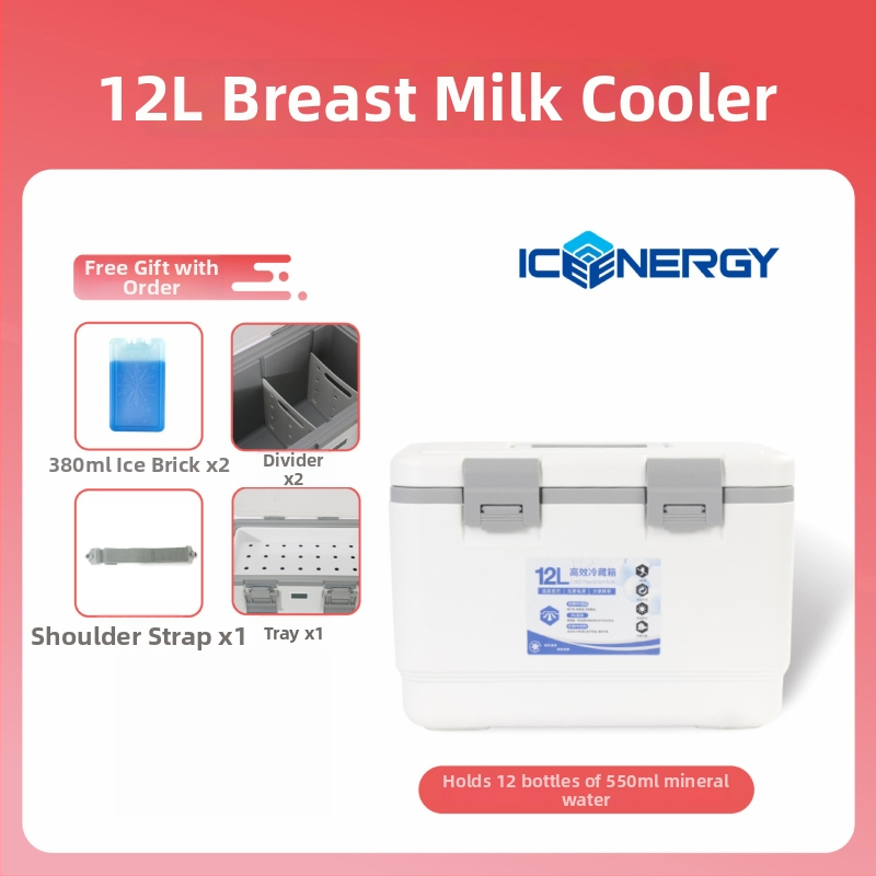 Portatīvs izolēts ledusskapis mātes piena un vakcīnu uzglabāšanai — Ice Energy, plastmasa, ietilpība 6–28 L, svars 1,82 kg, uztur aukstu