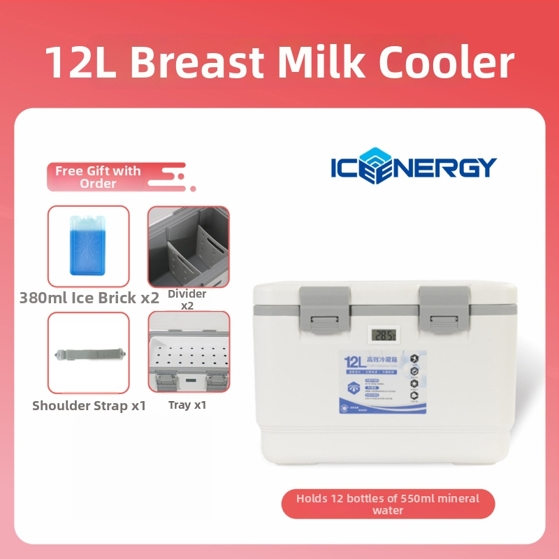 Portatīvs izolēts ledusskapis mātes piena un vakcīnu uzglabāšanai — Ice Energy, plastmasa, ietilpība 6–28 L, svars 1,82 kg, uztur aukstu