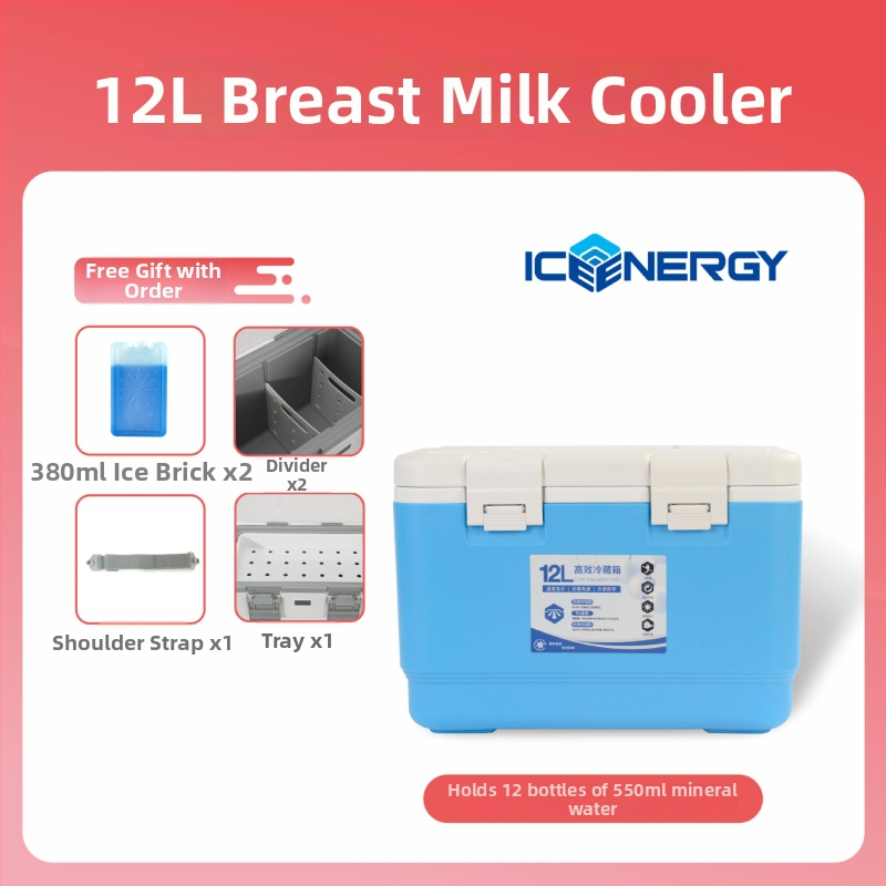 Portatīvs izolēts ledusskapis mātes piena un vakcīnu uzglabāšanai — Ice Energy, plastmasa, ietilpība 6–28 L, svars 1,82 kg, uztur aukstu