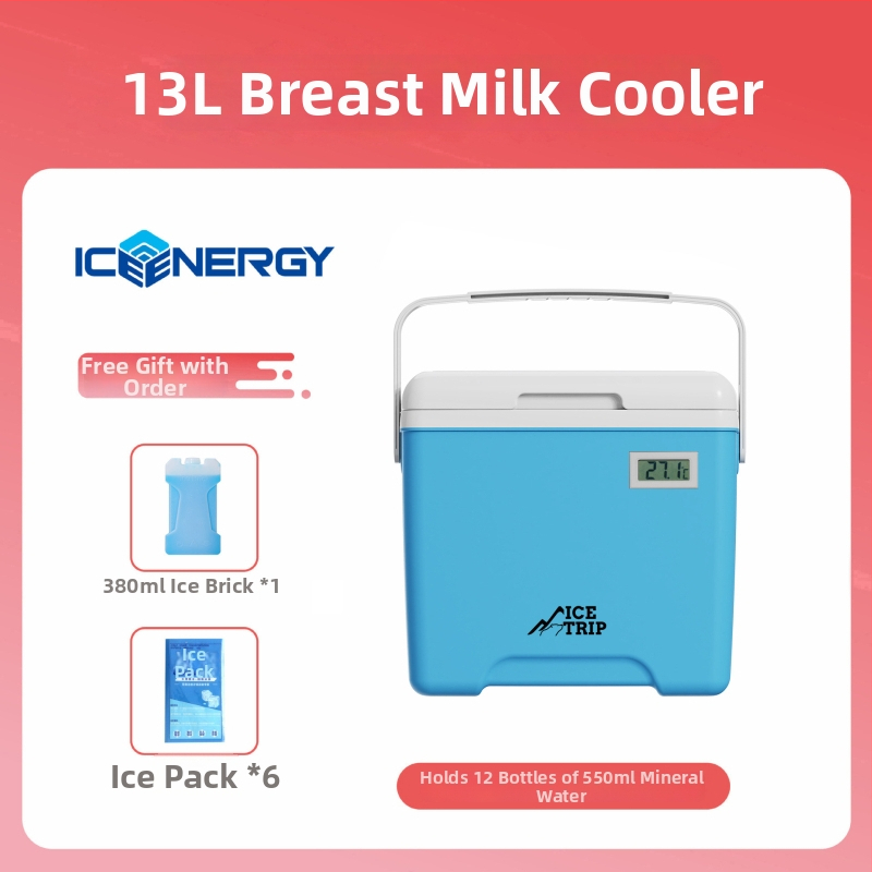 Portatīvs izolēts ledusskapis mātes piena un vakcīnu uzglabāšanai — Ice Energy, plastmasa, ietilpība 6–28 L, svars 1,82 kg, uztur aukstu