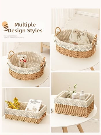 Rataninė saugojimo pintinė raktams ir nuotolinio valdymo pulteliams, stalinis organizatorius ir užkandžiai, megzta įėjimo krepšys, talpa 18 L, japonų stilius, metalinė konstrukcija, logotipo spauda įmanoma