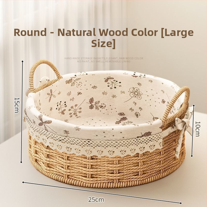 Rataninė saugojimo pintinė raktams ir nuotolinio valdymo pulteliams, stalinis organizatorius ir užkandžiai, megzta įėjimo krepšys, talpa 18 L, japonų stilius, metalinė konstrukcija, logotipo spauda įmanoma