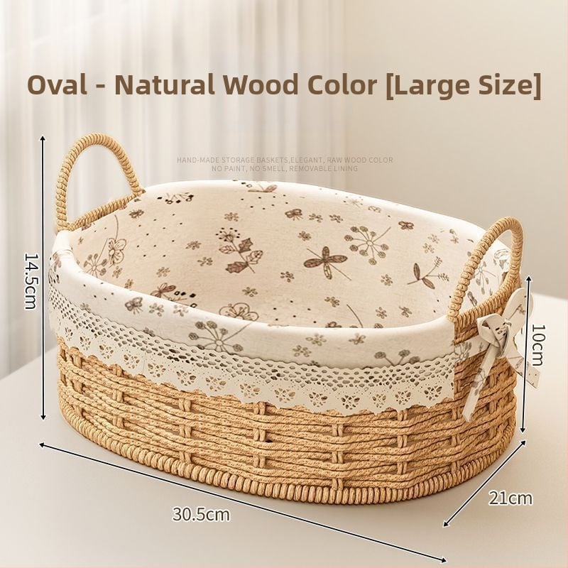 Rataninė saugojimo pintinė raktams ir nuotolinio valdymo pulteliams, stalinis organizatorius ir užkandžiai, megzta įėjimo krepšys, talpa 18 L, japonų stilius, metalinė konstrukcija, logotipo spauda įmanoma