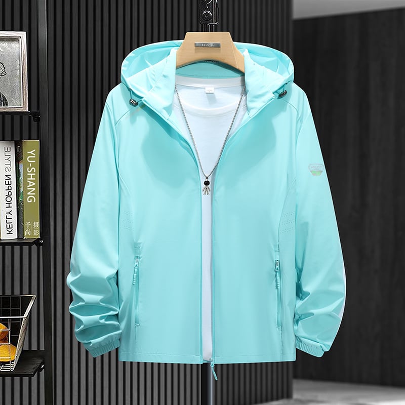 Unisex lauko vėjo švarko žygiams ir žvejybai – kvėpuojantis, UV 50+, lengvas nailoninis audinys, su gaubtu